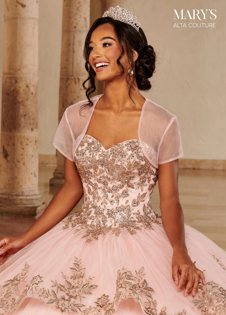 Mary's Bridal Gold Applique Quinceanera Dress By Alta Couture MQ3079 11 Mary's Bridal Gold Applique Quinceanera Dress By Alta Couture MQ3079