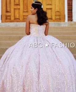 Quinceañera Gold Applique Strapless Quinceanera Dress By House Of Wu 26913
