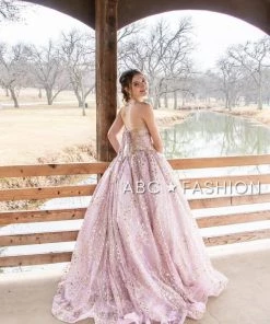 Quinceañera Gold Applique Strapless Quinceanera Dress By House Of Wu 26913