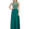 Starbox Gold Beaded Long Illusion Halter Dress By Star Box 17272 Prom