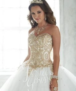 Gold Beaded Strapless Dress By House Of Wu Fiesta Gowns 56286