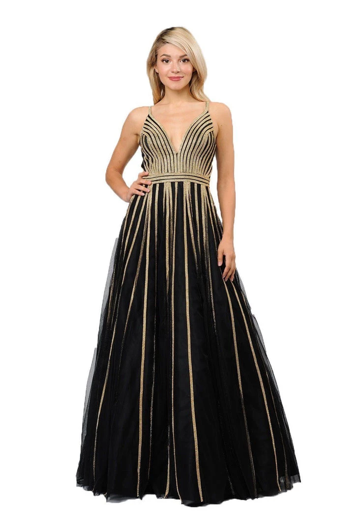 Gold Embellished Long A-line Mesh Dress By Poly USA 8328 Prom 3 Gold Embellished Long A-line Mesh Dress By Poly USA 8328 Prom