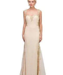 Starbox Embroidered Long Sleeveless Fitted Dress By Star Box 6419 Prom