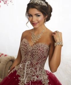 House Of Wu Fiesta Gowns Quinceañera Gold Lace Applique Quinceanera Dress By Fiesta Gowns 56341