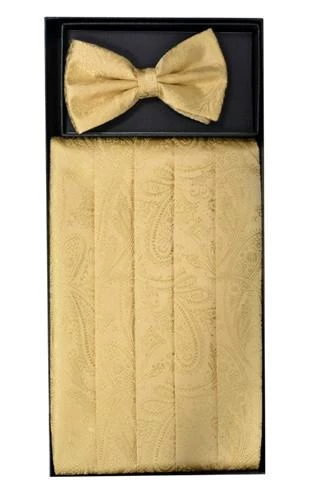 Vesuvio Napoli Gold Paisley Cummerbund And Bow Tie Set Men 3 Vesuvio Napoli Gold Paisley Cummerbund And Bow Tie Set Men