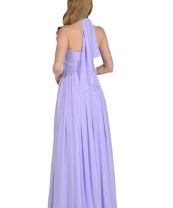 Gray Long Convertible Chiffon Dress By Poly USA