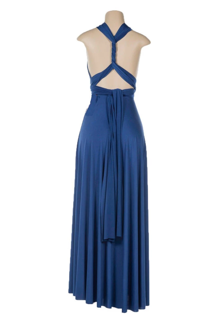 Gray Long Convertible Jersey Dress By Poly USA Prom 4 Gray Long Convertible Jersey Dress By Poly USA Prom