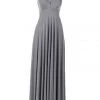Gray Long Convertible Jersey Dress By Poly USA Prom