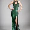 Green Long Sequin V-Neck Dress By Cinderella Divine CR809 Prom 2 Green Long Sequin V-Neck Dress By Cinderella Divine CR809 Prom