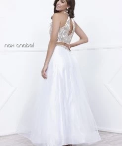 Halter Crop Top Dress With Beaded Embroidery By Nox Anabel 8205