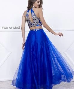 Halter Crop Top Dress With Beaded Embroidery By Nox Anabel 8205