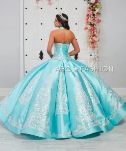 LA Glitter By House Of Wu Embroidered Halter Quinceanera Dress By LA Glitter 24057