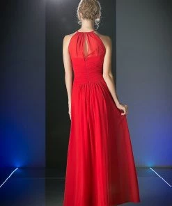 Long Halter Chiffon Dress By Cinderella Divine CH1501