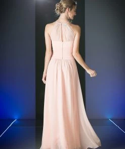 Long Halter Chiffon Dress By Cinderella Divine CH1501