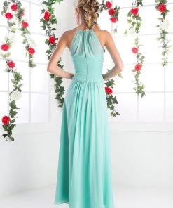 Long Halter Chiffon Dress By Cinderella Divine CH1501