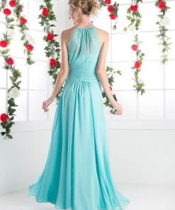 Long Halter Chiffon Dress By Cinderella Divine CH1501
