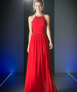Long Halter Chiffon Dress By Cinderella Divine CH1501