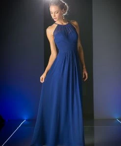 Long Halter Chiffon Dress By Cinderella Divine CH1501