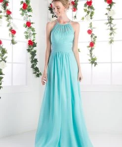 Long Halter Chiffon Dress By Cinderella Divine CH1501