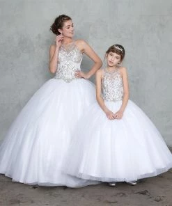 Calla Collection High Neck A-line Ball Gown With Beaded Illusion Bodice
