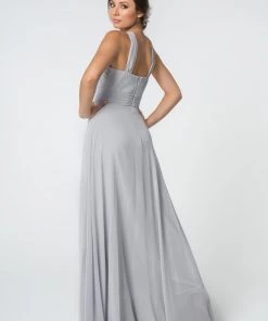 High-Neck Long A-Line Chiffon Dress By Elizabeth K GL2816 Prom