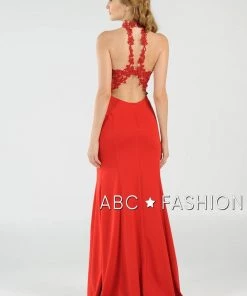 Prom High-Neck Mermaid Dress With Lace Appliques By Poly USA 8172