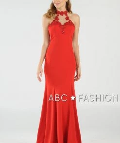 Prom High-Neck Mermaid Dress With Lace Appliques By Poly USA 8172