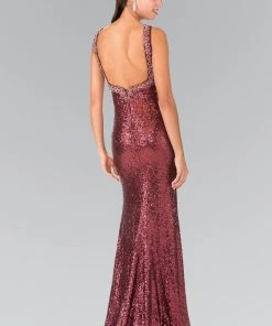 High Neck Sequined Dress With Open Back By Elizabeth K GL2301