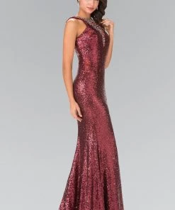 High Neck Sequined Dress With Open Back By Elizabeth K GL2301