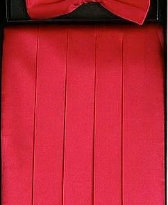 Vesuvio Napoli Hot Pink Silk Satin Cummerbund And Bow Tie Set Men