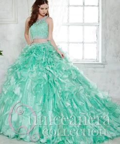 Crop Top Quinceanera Dress With Mini Skirt By House Of Wu 26813