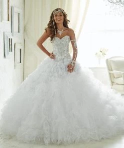 Ruffled Strapless Quinceanera Dress By House Of Wu 26816 Quinceañera