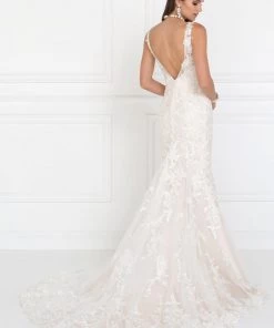 Illusion Lace Ivory Wedding Mermaid Gown By Elizabeth K