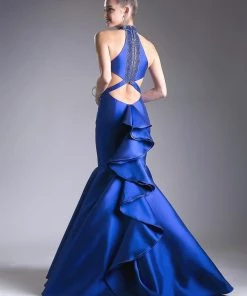 Ruffled Illusion Mermaid Dress By Cinderella Divine 72046 10 Ruffled Illusion Mermaid Dress By Cinderella Divine 72046