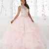 House Of Wu Fiesta Gowns Illusion Ruffled Quinceanera Dress By Fiesta Gowns 56367 Quinceañera