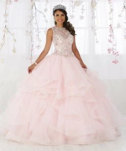 House Of Wu Fiesta Gowns Illusion Ruffled Quinceanera Dress By Fiesta Gowns 56367 Quinceañera
