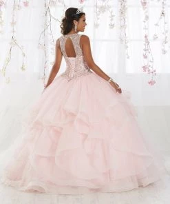 House Of Wu Fiesta Gowns Illusion Ruffled Quinceanera Dress By Fiesta Gowns 56367 Quinceañera
