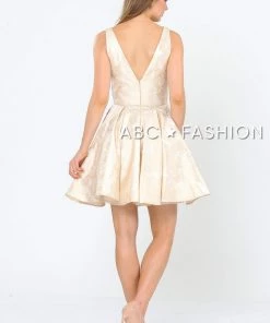 Illusion Short V-Neck Floral Print Dress By Poly USA 8366 20 Illusion Short V-Neck Floral Print Dress By Poly USA 8366