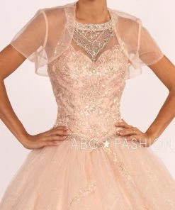 Illusion Sweetheart Glitter Ball Gown With Bolero By Elizabeth K GL2600