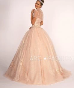 Illusion Sweetheart Glitter Ball Gown With Bolero By Elizabeth K GL2600