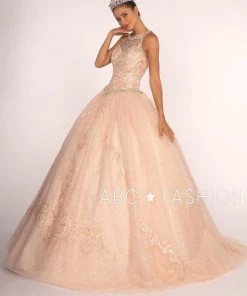Illusion Sweetheart Glitter Ball Gown With Bolero By Elizabeth K GL2600