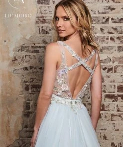 Lo Adoro By Mary's Bridal Wedding Dresses Illusion V-Neck A-Line Bridal Dress By Mary's Bridal M645