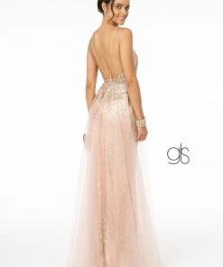 Illusion V-Neck Glitter Mermaid Gown By Elizabeth K GL2924
