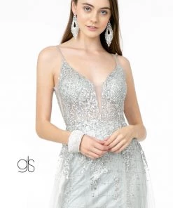 Illusion V-Neck Glitter Mermaid Gown By Elizabeth K GL2924