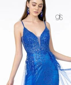 Illusion V-Neck Glitter Mermaid Gown By Elizabeth K GL2924