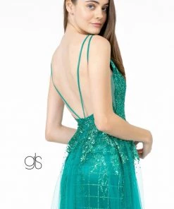 Illusion V-Neck Glitter Mermaid Gown By Elizabeth K GL2924