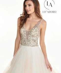 Lo Adoro By Mary's Bridal Illusion V-Neck Pleated Bridal Gown By Mary's Bridal M742 Wedding Dresses 10 Lo Adoro By Mary's Bridal Illusion V-Neck Pleated Bridal Gown By Mary's Bridal M742 Wedding Dresses