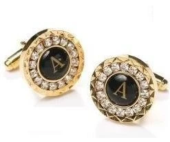 ABC Fashion Initial/Alphabet Gold Cufflinks