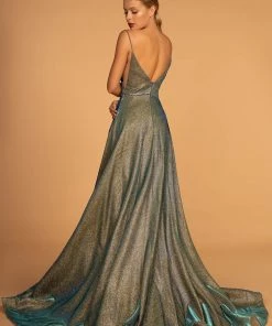 Prom Iridescent Glitter Long A-line Dress By Elizabeth K GL2644
