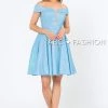 Prom Iridescent Glitter Short Off The Shoulder Dress By Poly USA 8224